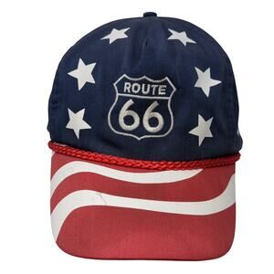 Route 66 Snapback Rope Hat Multicolor One Size USA Flag Patriotic